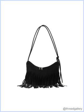 Suede Fringe Tassel Hobo Handbag Crossbody Shoulder Bag